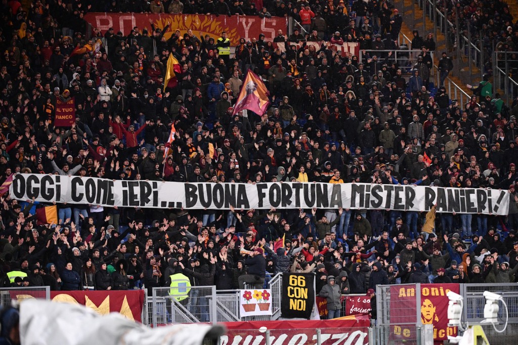 striscione curva ranieri tifosi Roma vs Empoli - Serie A TIM 2018/2019