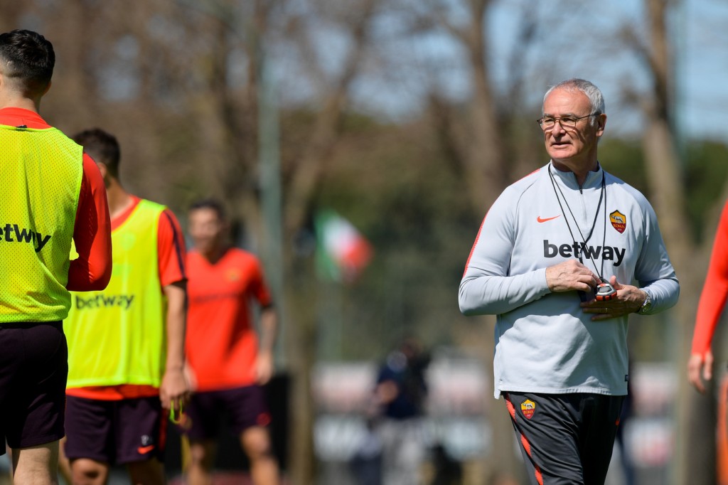 Ranieri AS Roma, seduta di allenamento al Centro sportivo di Trigoria