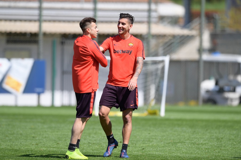 Pellegrini El Shaarawy AS Roma, seduta di allenamento al Centro sportivo di Trigoria