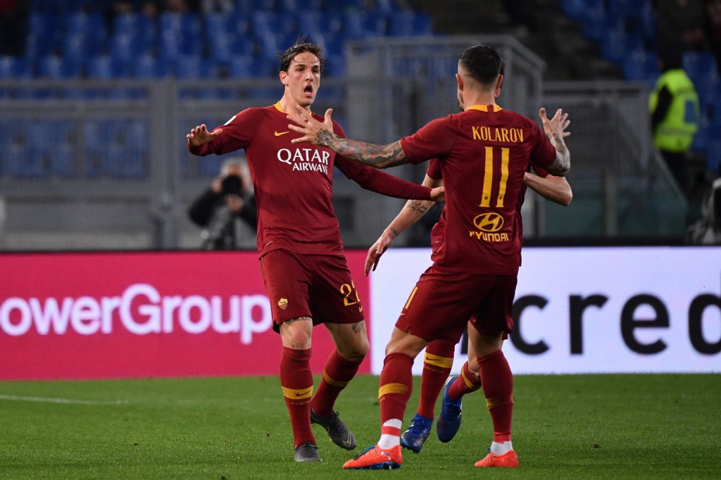 zaniolo kolarov Roma vs Fiorentina - Serie A TIM 2018/2019