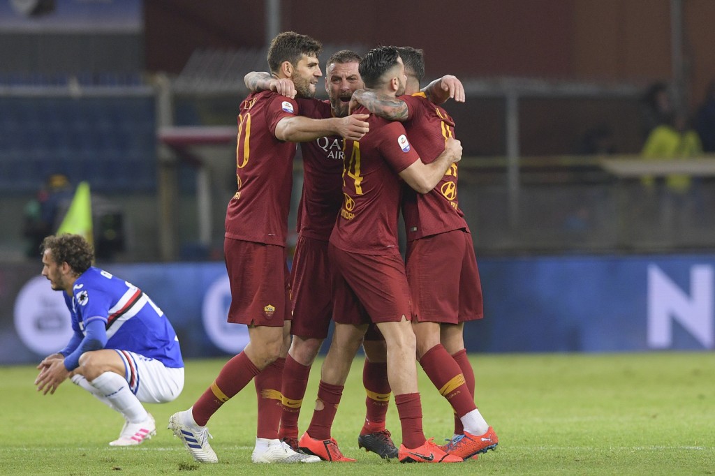 de rossi fazio manolas kolarov Sampdoria vs Roma - Serie A TIM 2018/2019