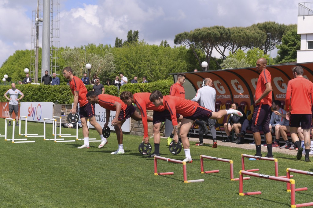 Sessione di allenamento dell'AS Roma