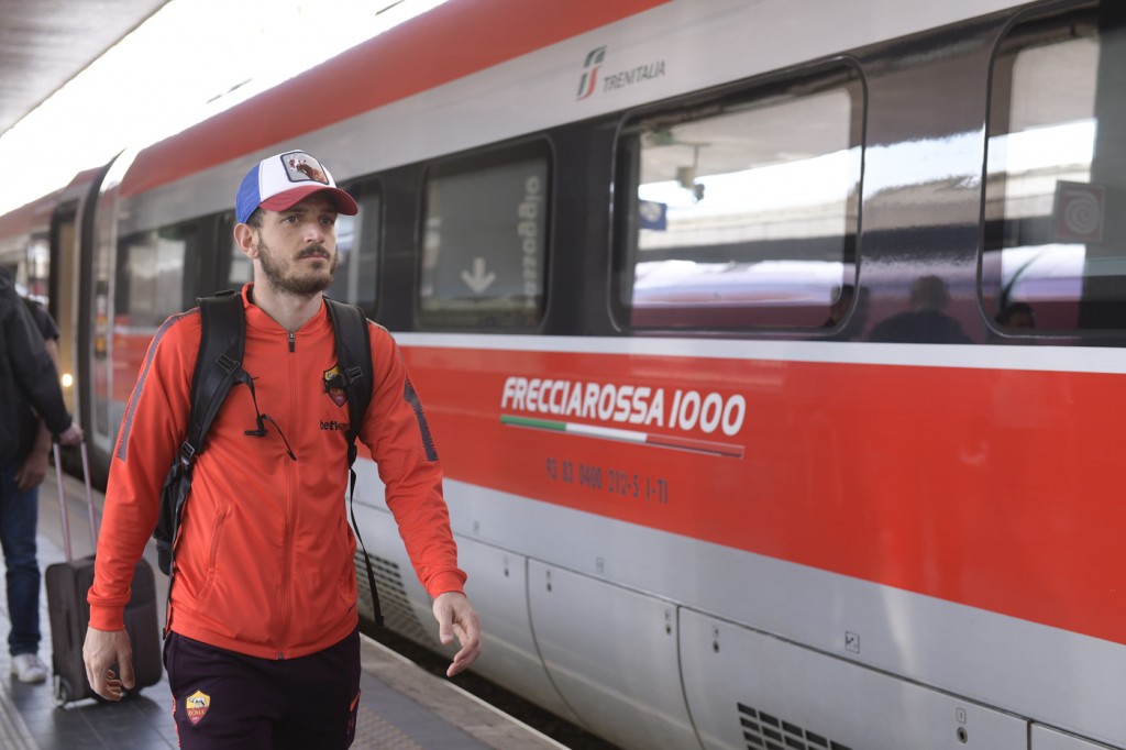 Florenzi AS Roma, partenza per la trasferta a Reggio Emilia
