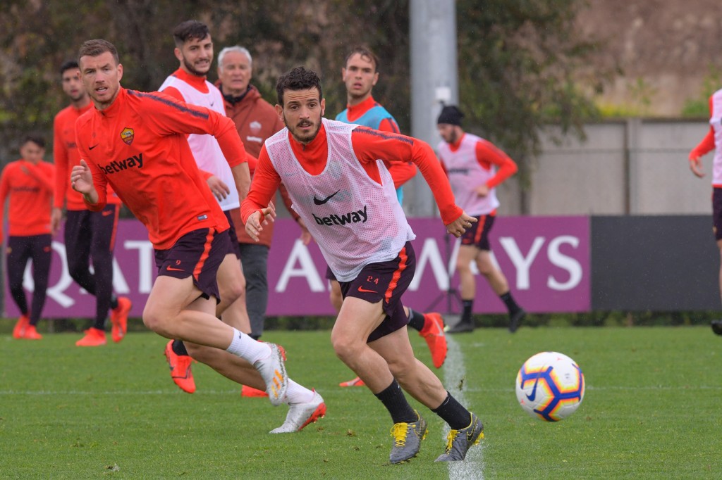 florenzi dzeko AS Roma, allenamento a Trigoria