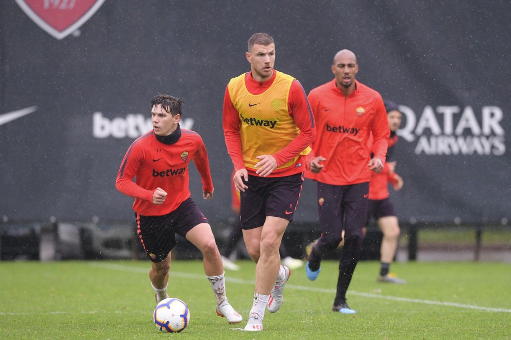 coric dzeko AS Roma, allenamento pomeridiano a Trigoria