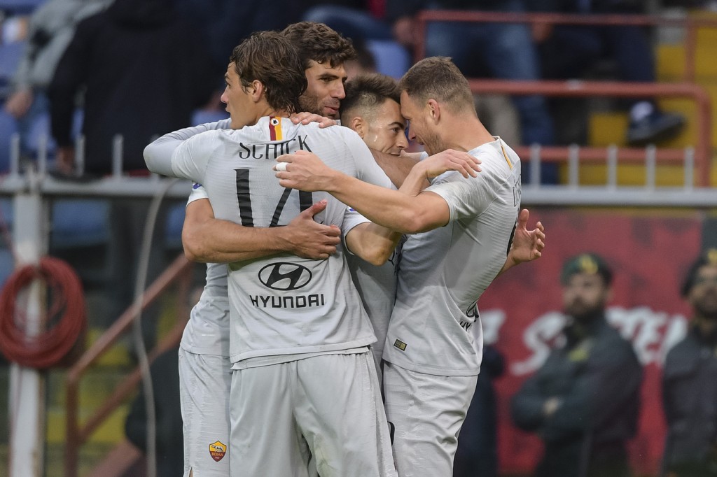 esultanza el shaarawy fazio dzeko schick Genoa vs Roma - Serie A TIM 2018/2019