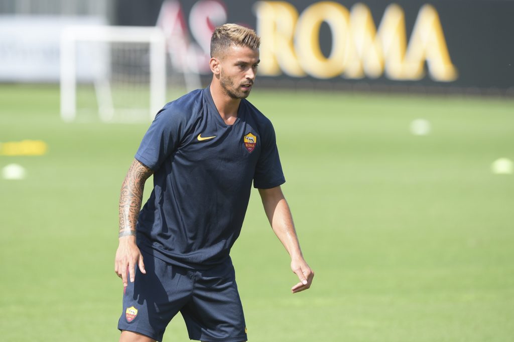 spinazzola AS Roma, seduta di allenamento mattuttina al Centro sportivo di Trigoria