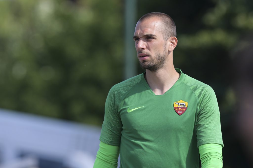 Pau Lopez AS Roma, seduta di allenamento mattuttina al Centro sportivo di Trigoria