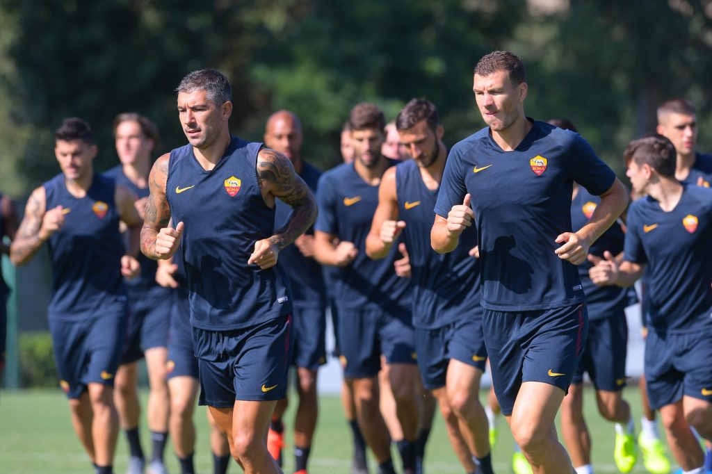 As Roma_allenamento_Trigoria_Dzeko_Kolarov