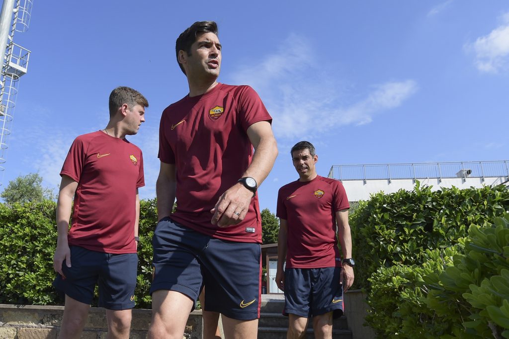fonseca AS Roma, seduta di allenamento al Centro sportivo di Trigoria