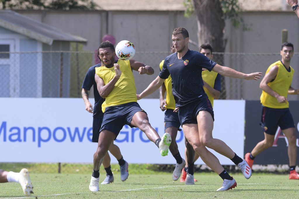 dzeko jesus AS Roma, seduta di allenamento al Centro sportivo di Trigoria