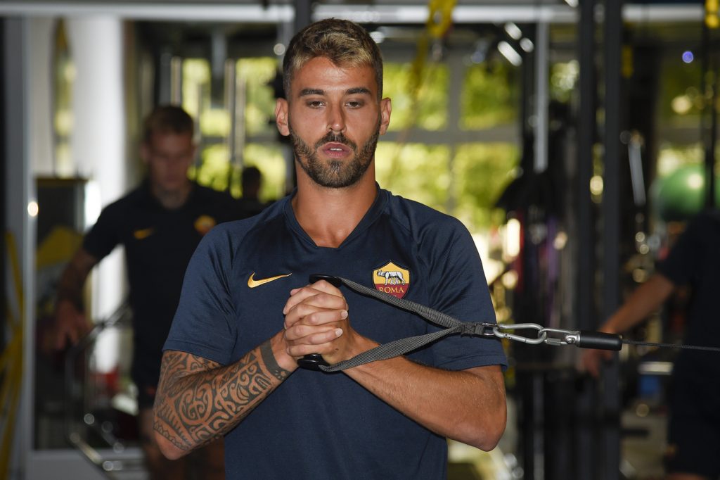 Spinazzola AS Roma, seduta pomeridiana di allenamento al Centro sportivo di Trigoria