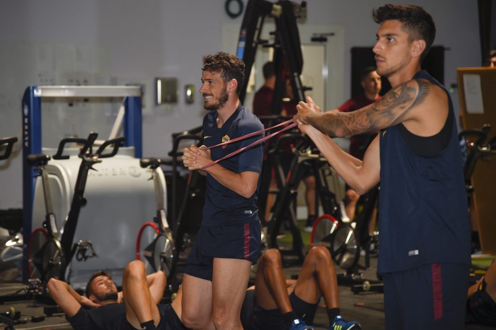 Florenzi Pellegrini AS Roma, seduta pomeridiana di allenamento al Centro sportivo di Trigoria