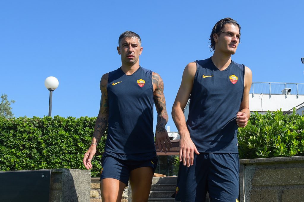 kolarov schick AS Roma, seduta mattutina di allenamento al Centro sportivo di Trigoria