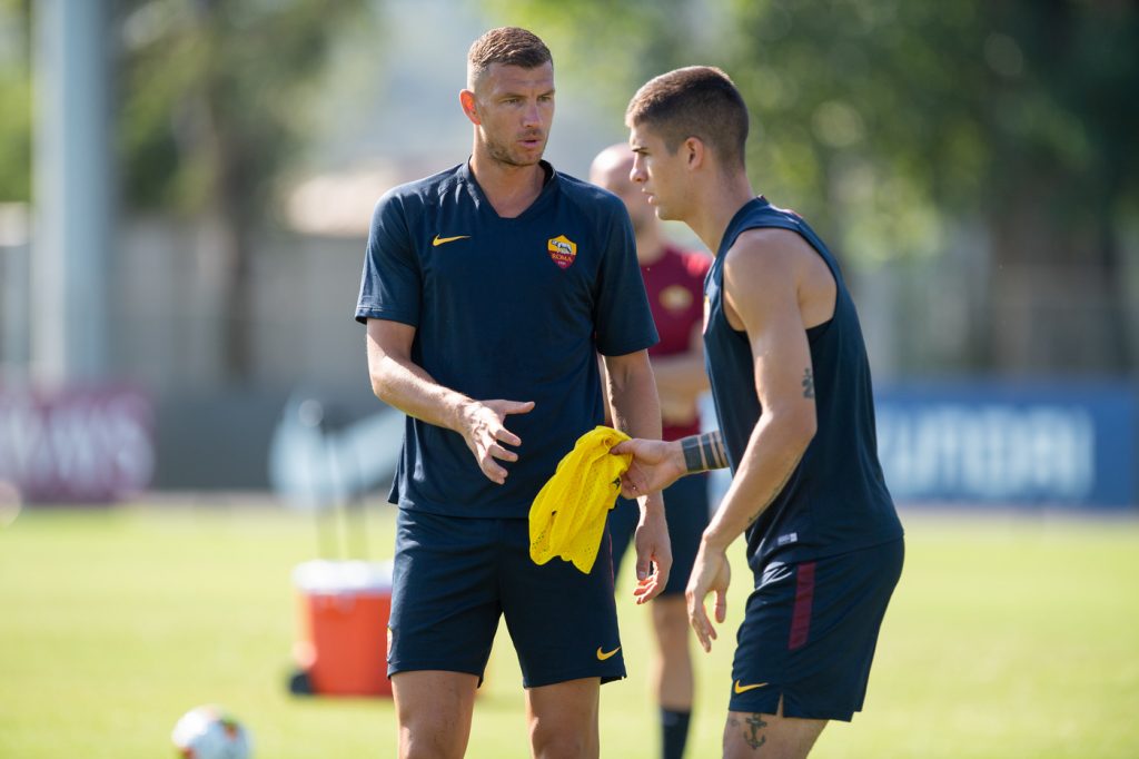AS Roma_Allenamento_Trigoria_Mancini_Dzeko