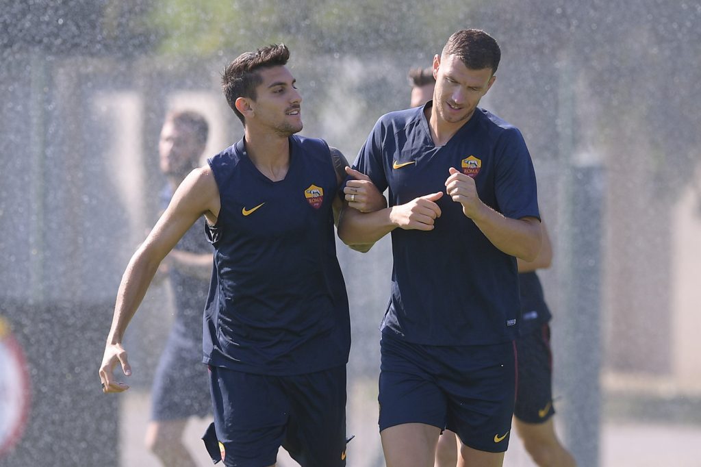 Dzeko Pellegrini AS Roma, sessione di allenamento al Centro sportivo di Trigoria