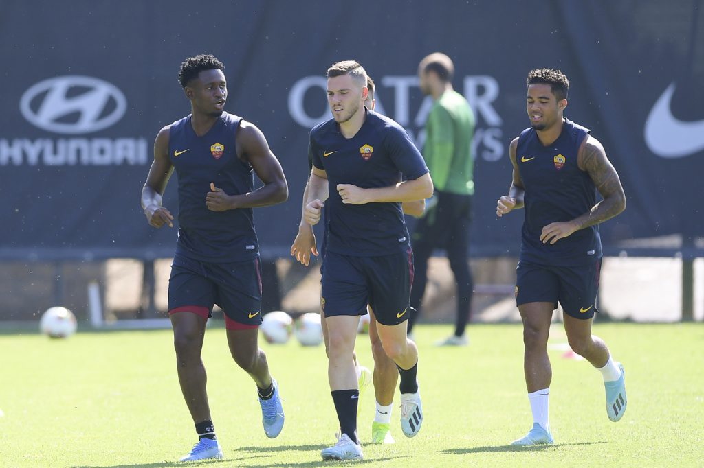 Diawara Veretout Kluivert AS Roma, allenamento a Trigoria
