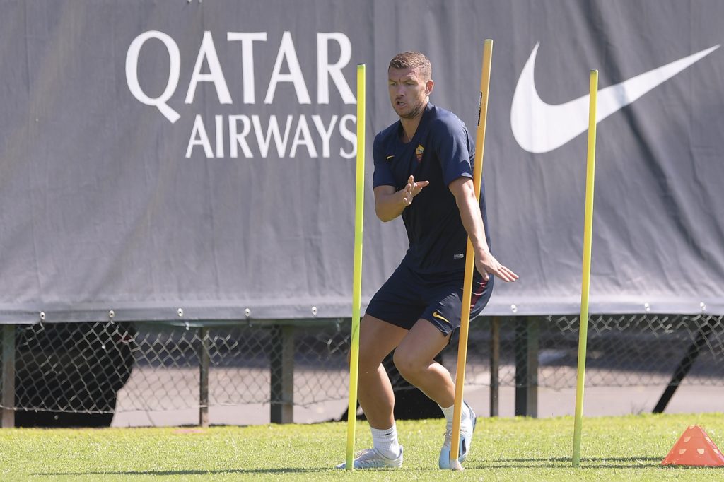 Dzeko AS Roma, allenamento a Trigoria