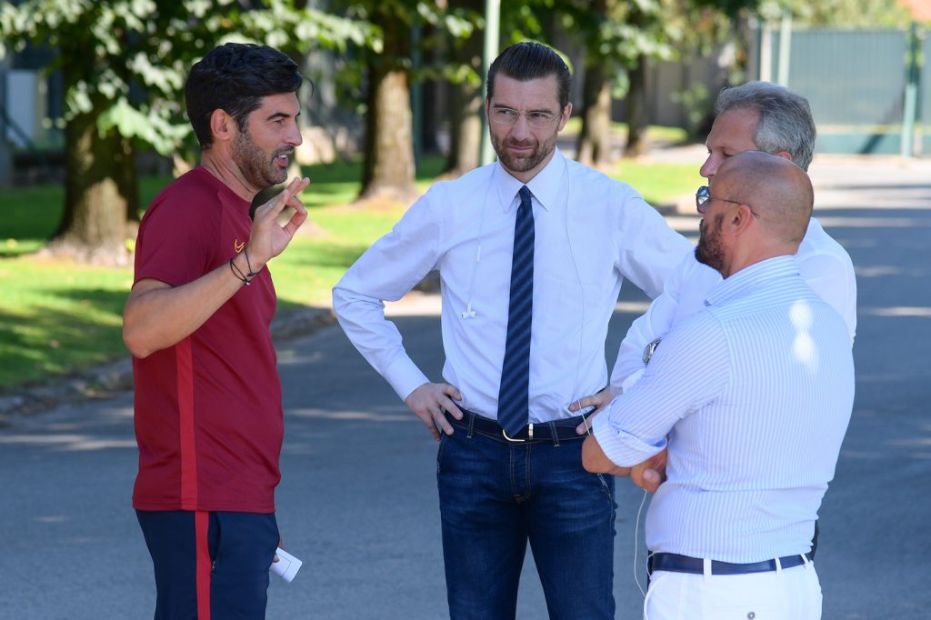 Fonseca Petrachi De Sanctis Fienga AS Roma, sessione di allenamento a Trigoria