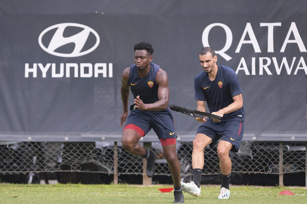 AS Roma, allenamento a Trigoria Diawara Zappacosta