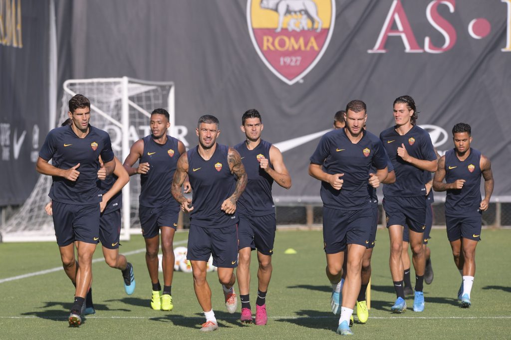 AS Roma, sessione di allenamento al Centro sportivo di Trigoria