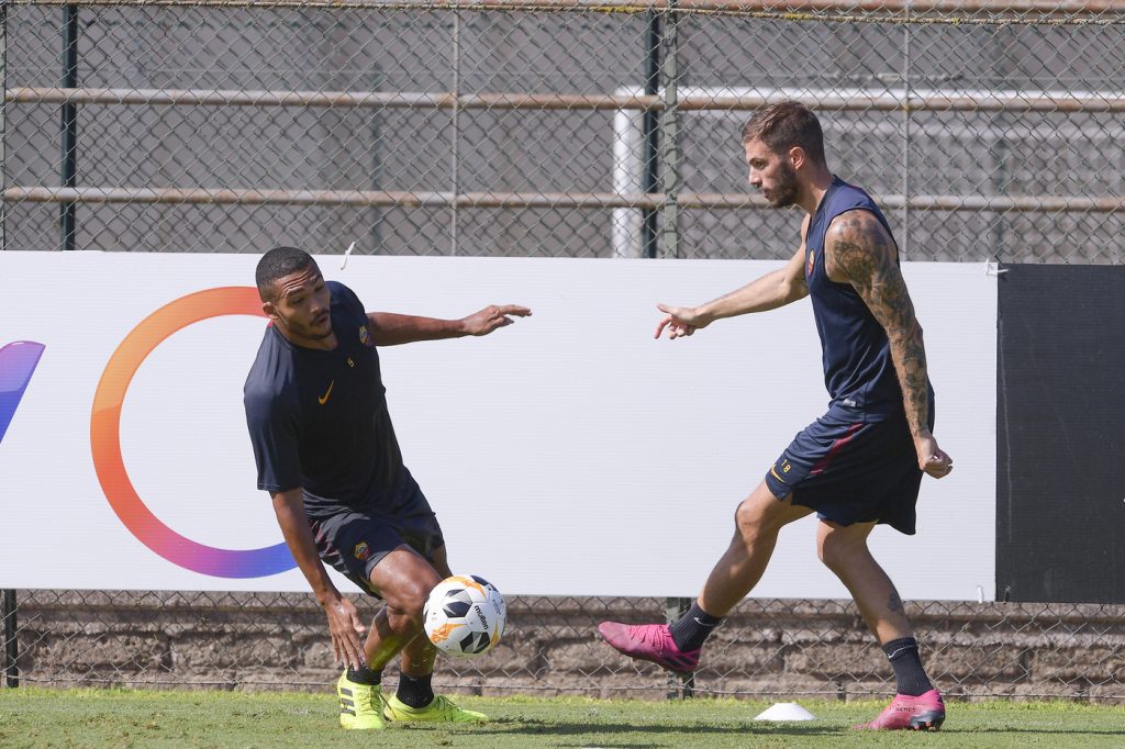 Juan Jesus Santon AS Roma, allenamento mattutino a Trigoria