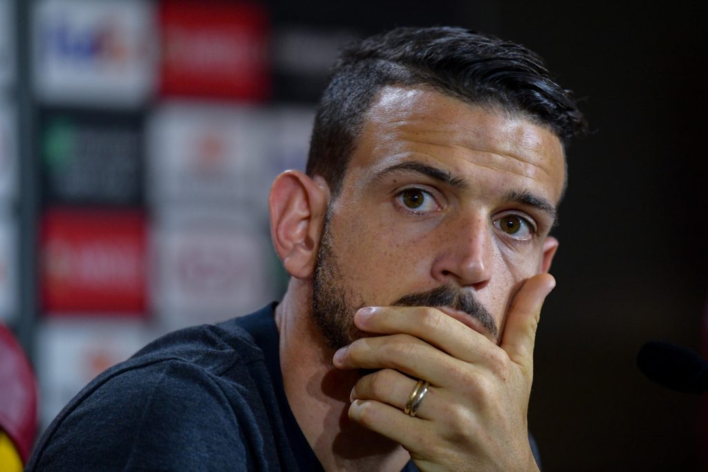 Florenzi AS Roma, conferenza stampa di presentazione del match di Europa League Roma-Istanbul Basaksehir