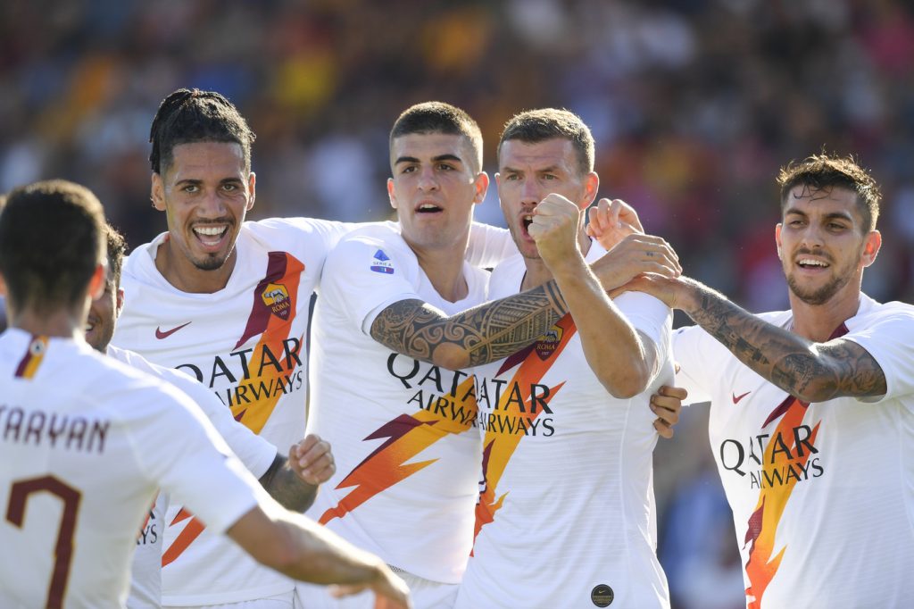 dzeko mancini pellegrini smalling Lecce vs Roma - Serie A TIM 2019/2020