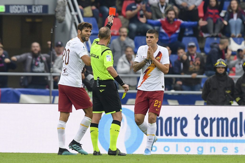 mancini espulsione pairetto fazio Bologna vs Roma - Serie A TIM 2019/2020