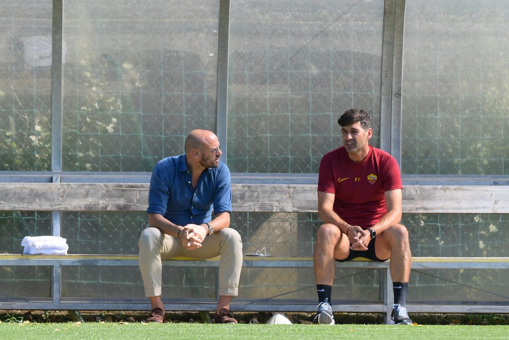 AS Roma, allenamento a Trigoria Fonseca Petrachi