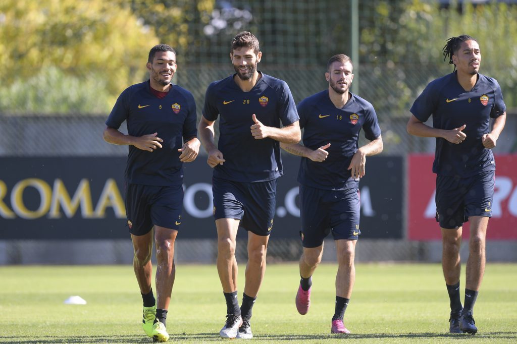 Fazio Jesus Smalling Santon AS Roma, allenamento a Trigoria
