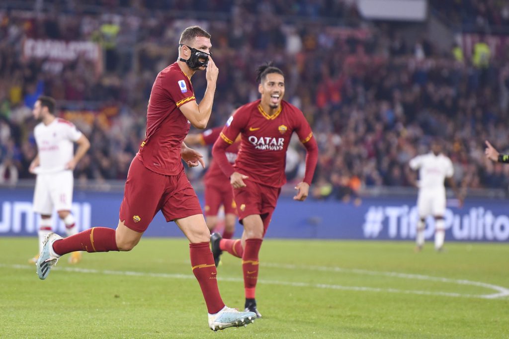 Dzeko Smalling Roma vs Milan - Serie A TIM 2019/2020