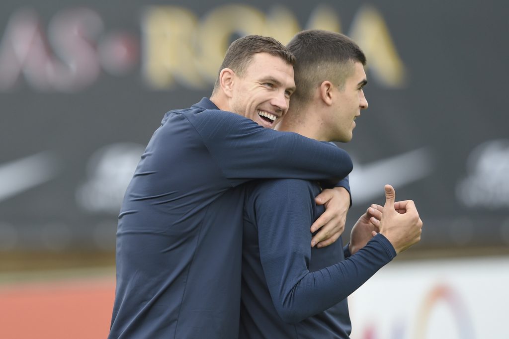 dzeko mancini AS Roma, sessione di allenamento mattutino a Trigoria