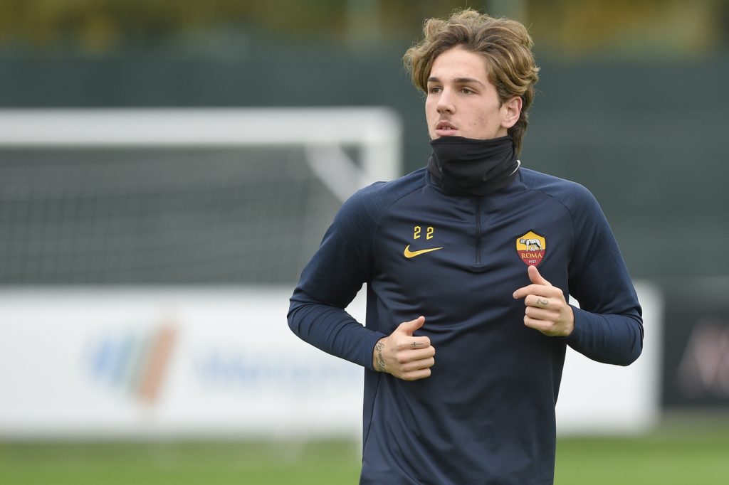 zaniolo AS Roma, sessione di allenamento mattutino a Trigoria