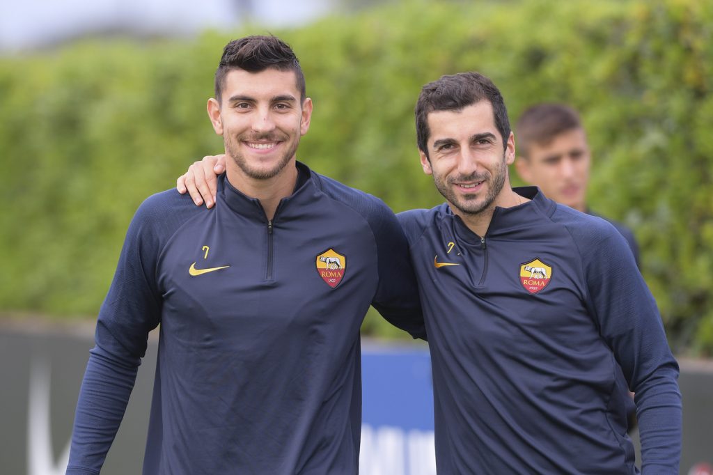 pellegrini mkhitaryan AS Roma, allenamento a Trigoria