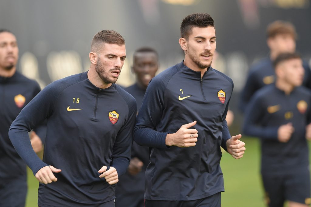 Pellegrini Santon AS Roma, allenamento a Trigoria