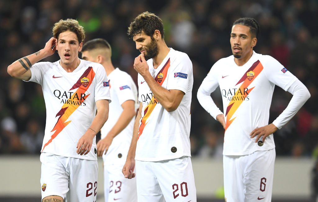 smalling fazio zaniolo Borussia Moenchengladbach v AS Roma: Group J - UEFA Europa League