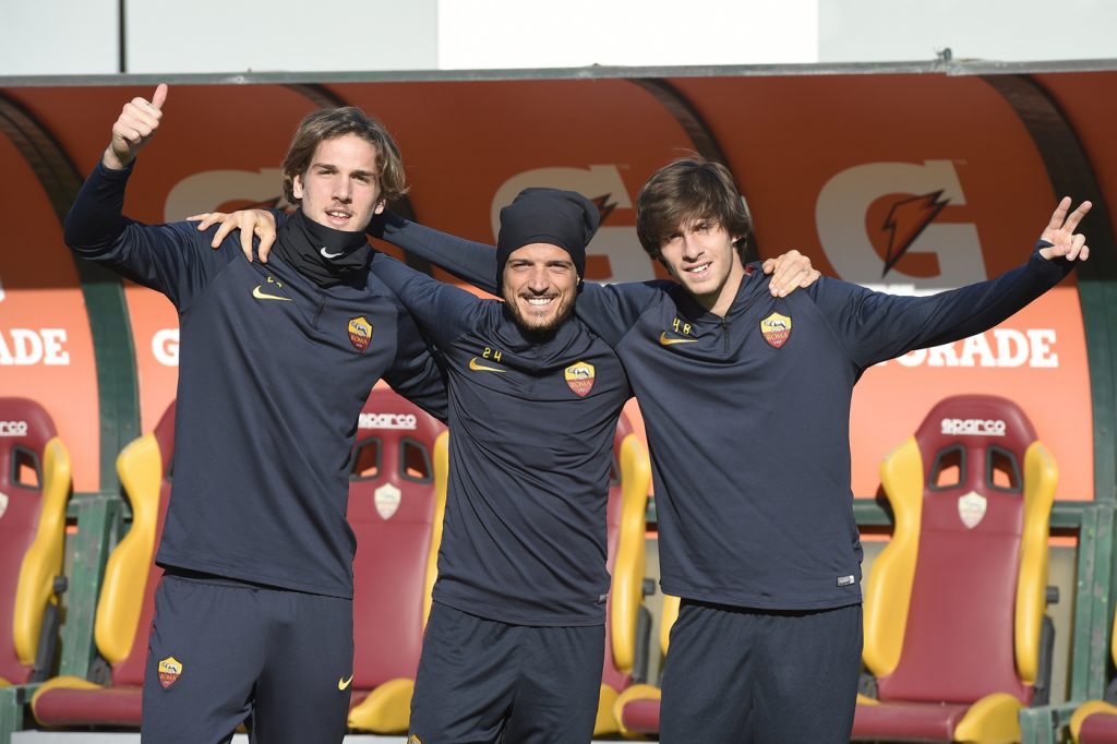 florenzi-antonucci-zaniolo AS Roma, l'ultimo allenamento del 2019 della squadra