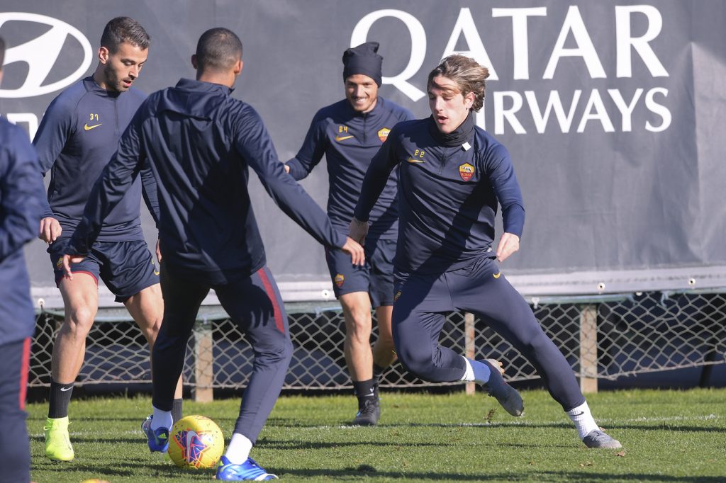 zaniolo AS Roma, allenamento a Trigoria