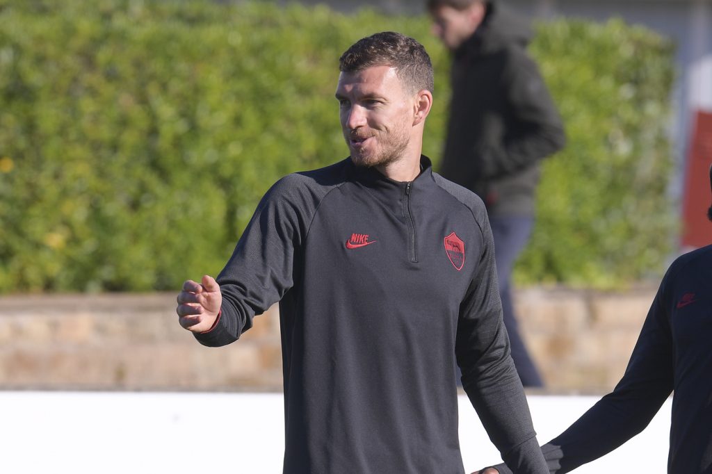 Dzeko AS Roma, allenamento a Trigoria
