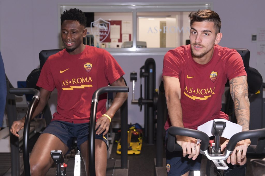 AS Roma, allenamento in palestra a Trigoria Diawara Pellegrini