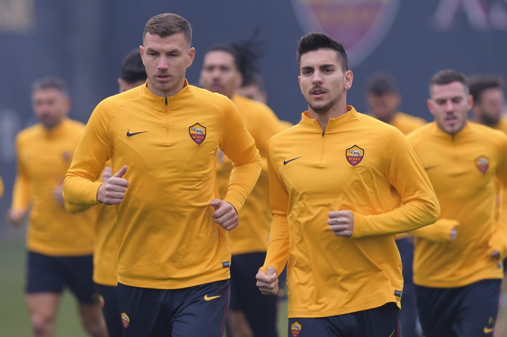 dzeko pellegrini AS Roma, allenamento mattutino a Trigoria