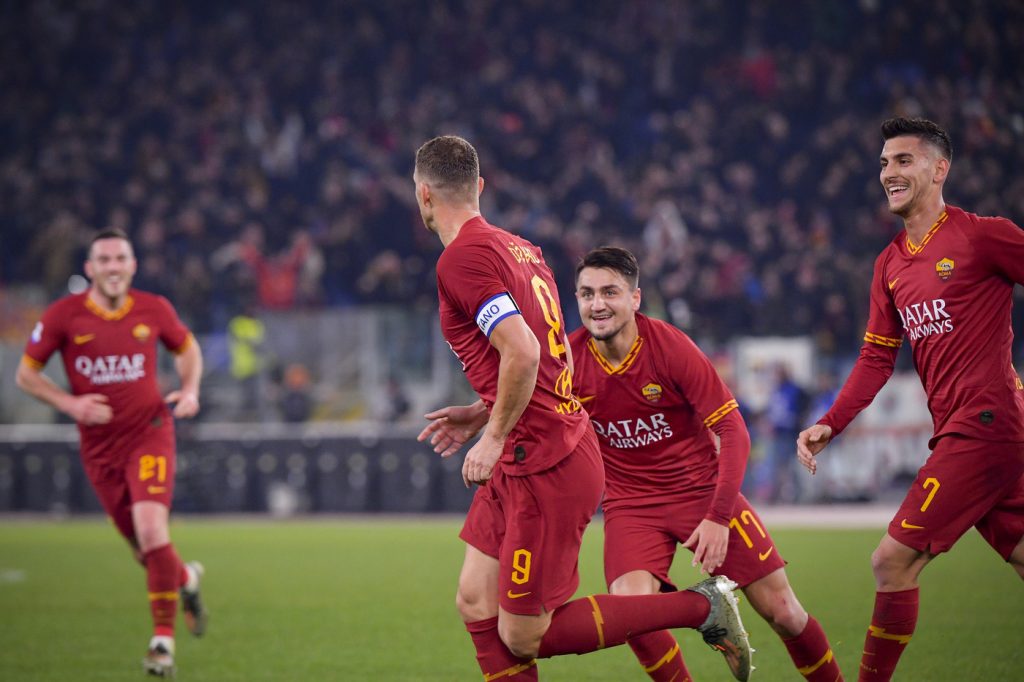 dzeko pellegrini Roma vs Lazio - Serie A TIM 2019/2020