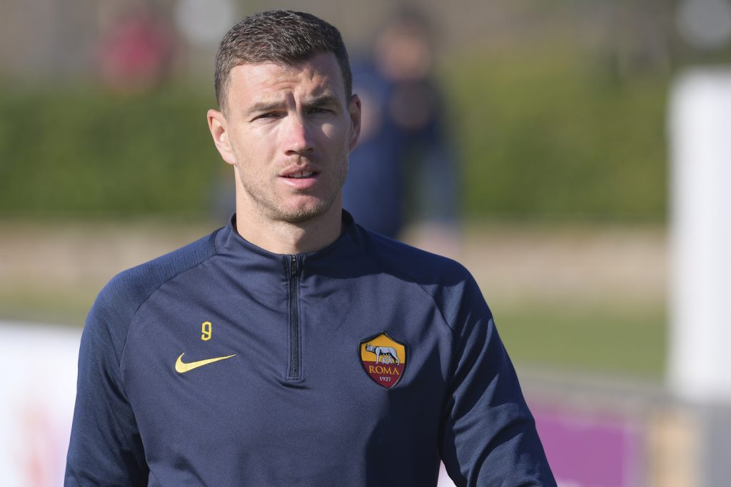 Dzeko AS Roma, sessione di allenamento a Trigoria