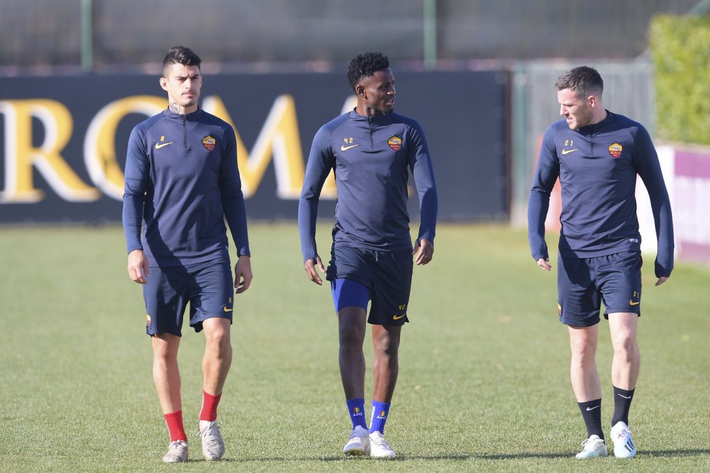 Perotti Diawara Veretout AS Roma, sessione di allenamento a Trigoria