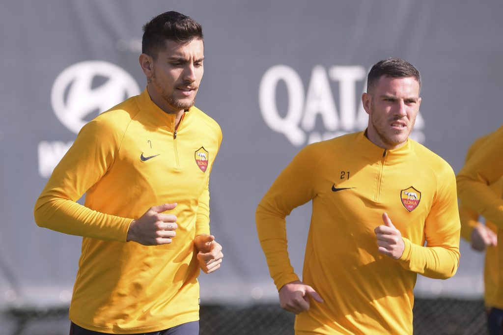 AS Roma, sessione di allenamento a TrigoriaAS Roma, sessione di allenamento a Trigoria Pellegrini Veretout