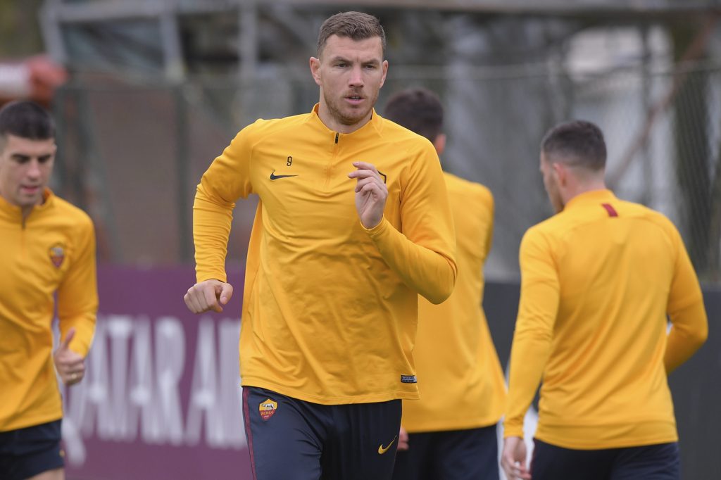 AS Roma, sessione di allenamento a Trigoria Dzeko