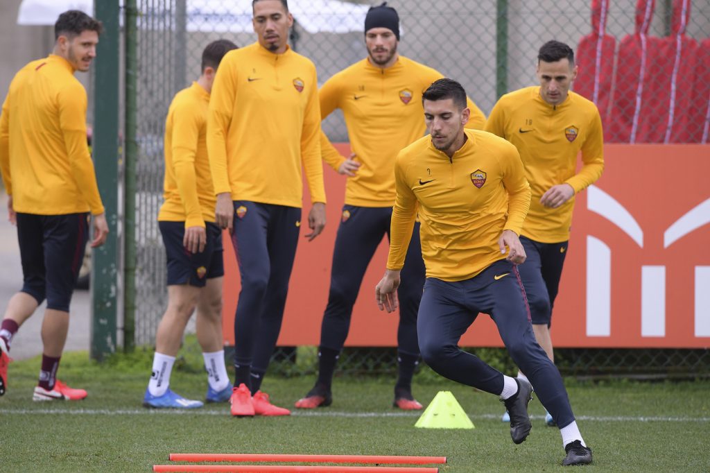 AS Roma, sessione di allenamento a Trigoria Pellegrini