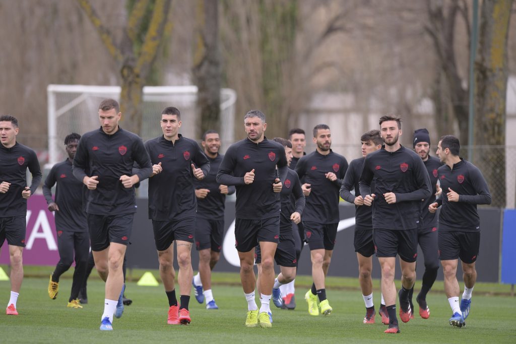 AS Roma, sessione di allenamento in vista della sfida di Europa League contro il KAA Gent