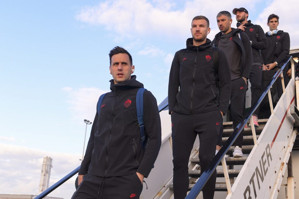AS Roma, la squadra in partenza per la trasferta di Gent